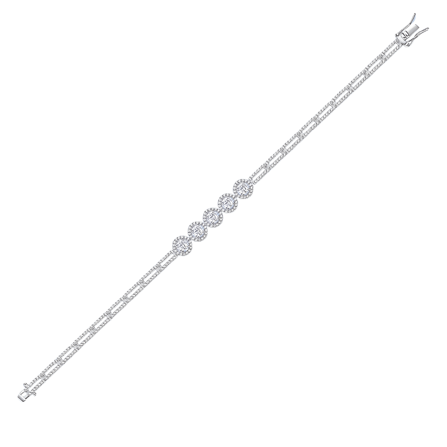 Moissanite Halo Link Bracelet – S925 Sterling Silver