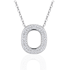 Moissanite Pavé Initial "O" Necklace in S925 Sterling Silver