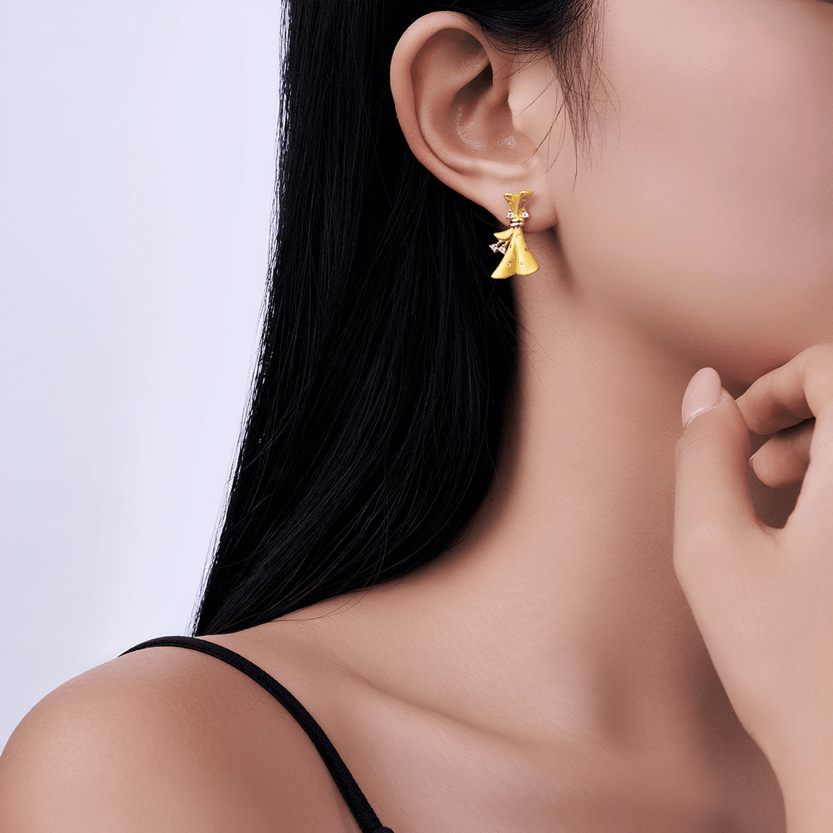 14K Gold Plated 925 Sterling Silver Sculptural Bow Moissanite Stud Earrings