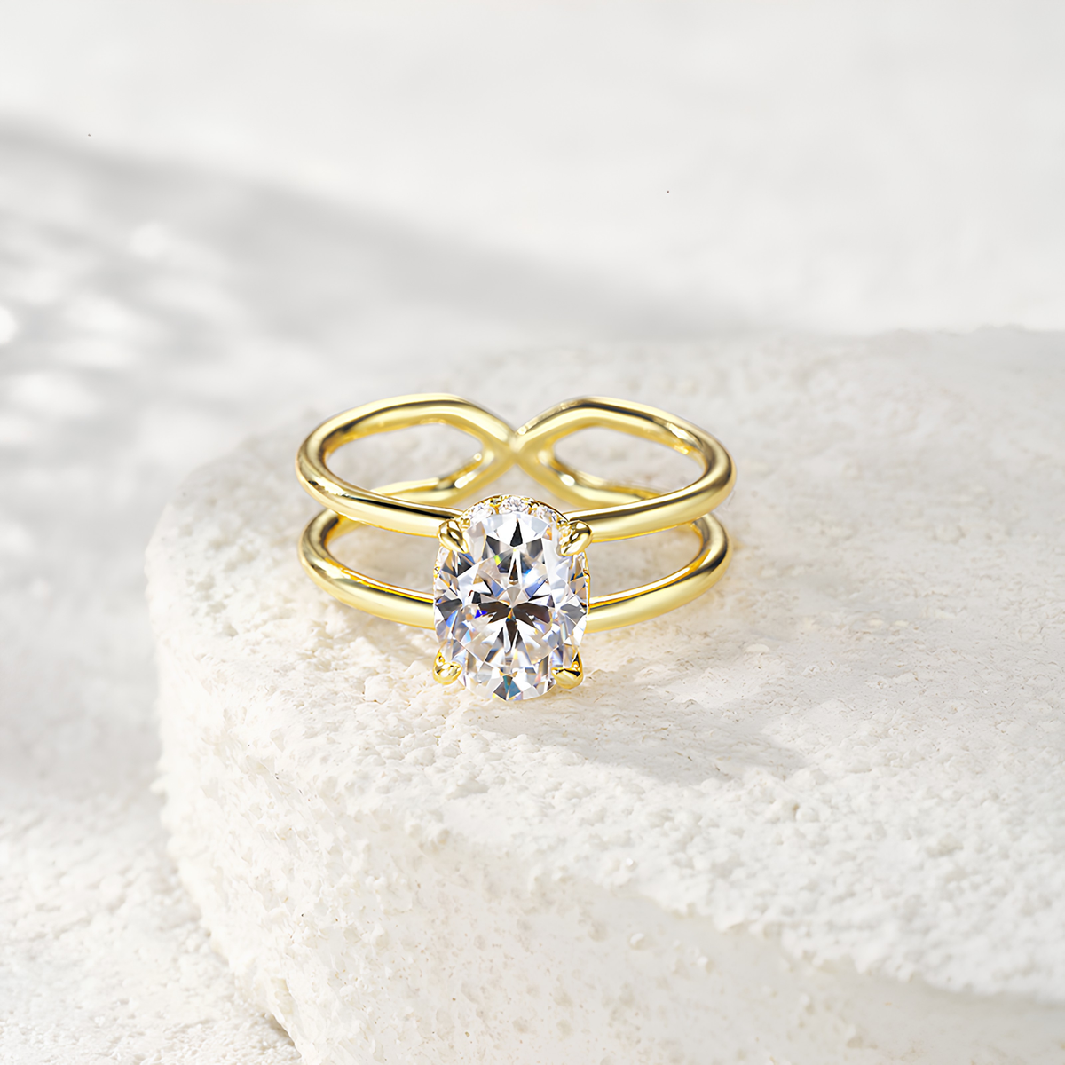 2.12ct Moissanite Ring – 18K Gold Plated 925 Sterling Silver
