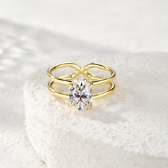 2.12ct Moissanite Ring – 18K Gold Plated 925 Sterling Silver