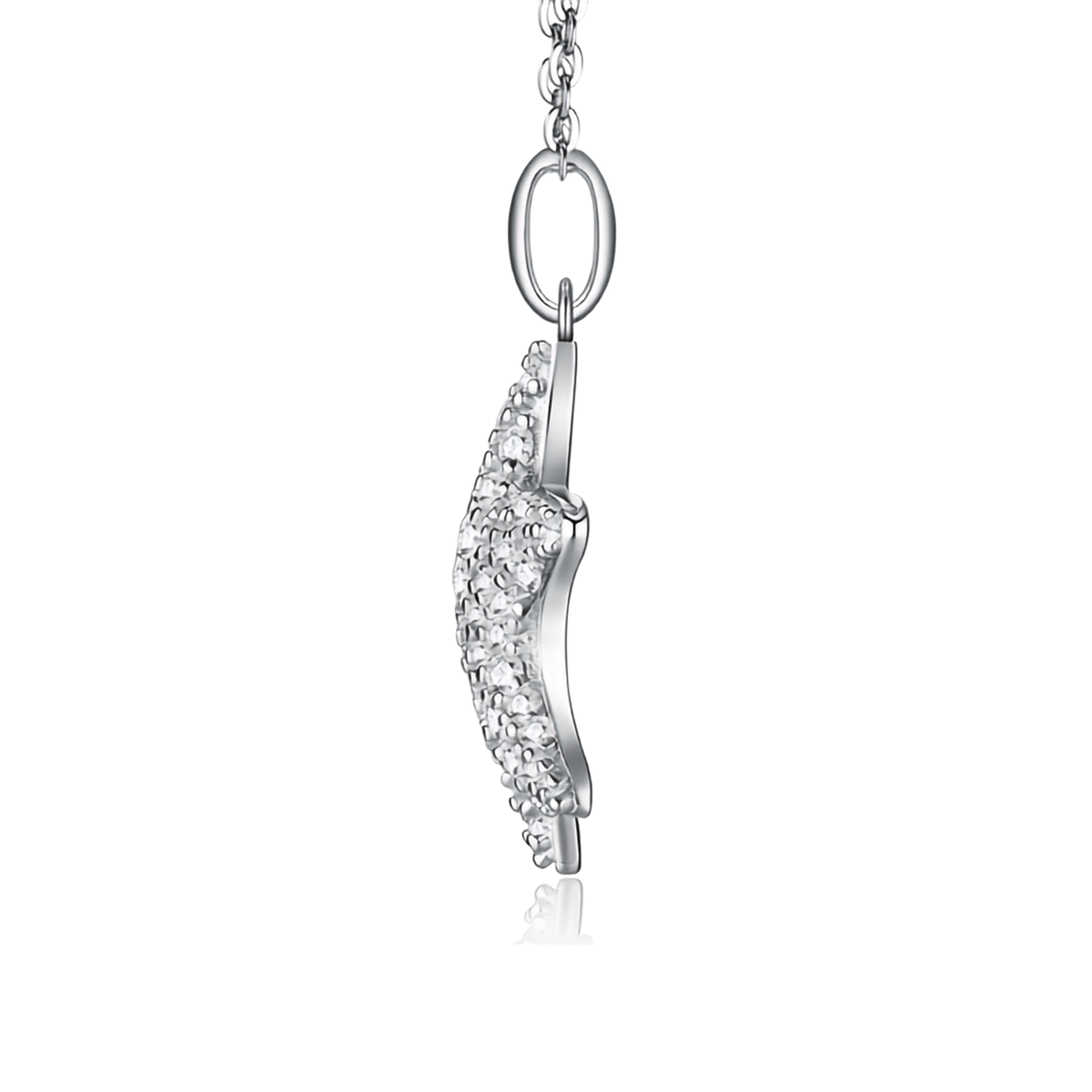 Sterling Silver Open Heart Moissanite Pendant Necklace