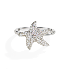 Moissanite Star Ring in 925 Sterling Silver