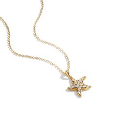 14K Gold Plated Sterling Silver Moissanite Starfish Pendant Necklace