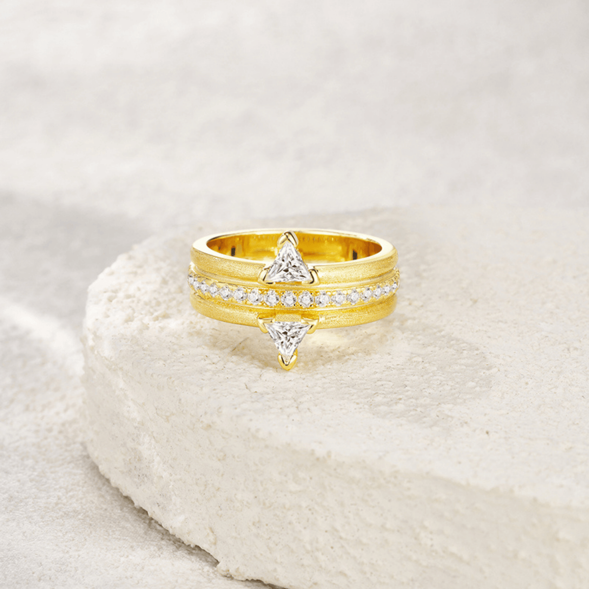 0.89ct Moissanite Ring in 925 Sterling Silver – Double Band