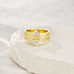 0.89ct Moissanite Ring in 925 Sterling Silver – Double Band