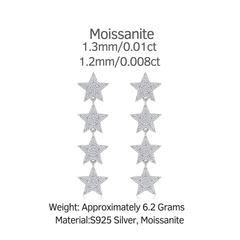 S925 Sterling Silver Moissanite Star Drop Earrings — Pavé Cascading Dangle Studs