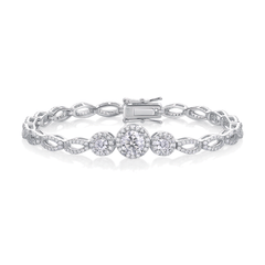 Moissanite Halo Link Bracelet – S925 Sterling Silver