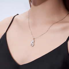 Sterling Silver Pavé Moissanite Horse Pendant Necklace