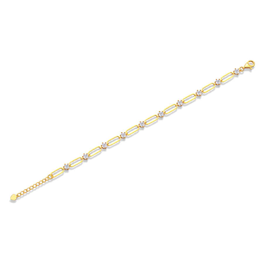 Moissanite Paperclip Link Bracelet – 14K Gold Plated Sterling Silver(Adjustable)