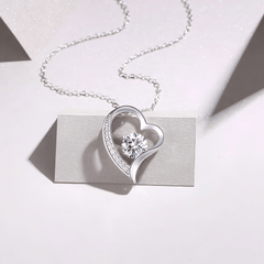 S925 Sterling Silver Open Heart 1ct Moissanite Necklace