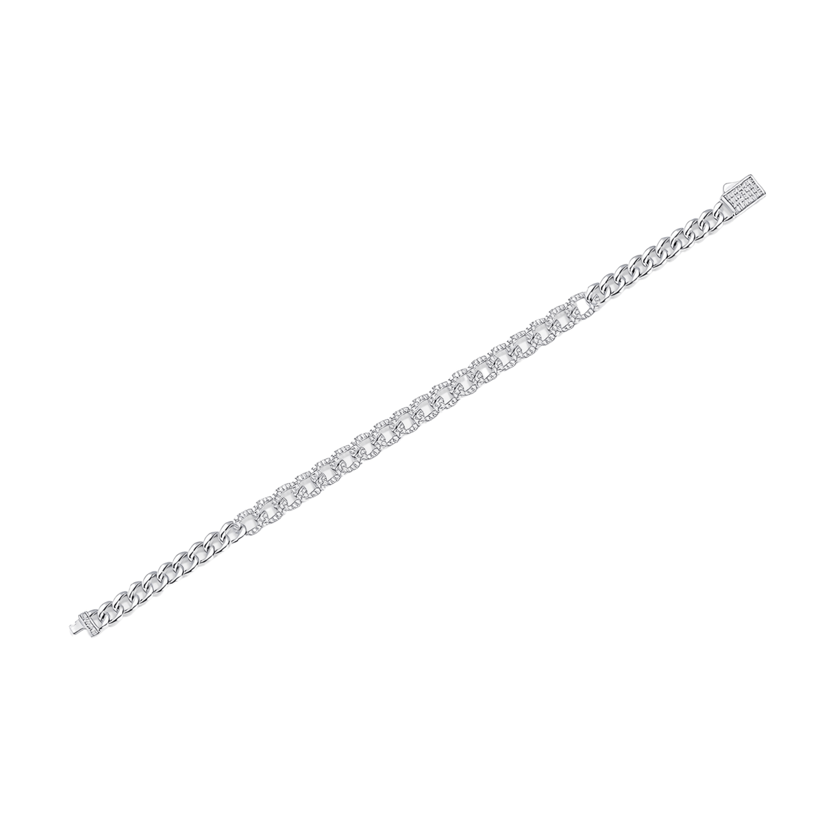 Moissanite Pavé Curb Chain Bracelet – S925 Sterling Silver