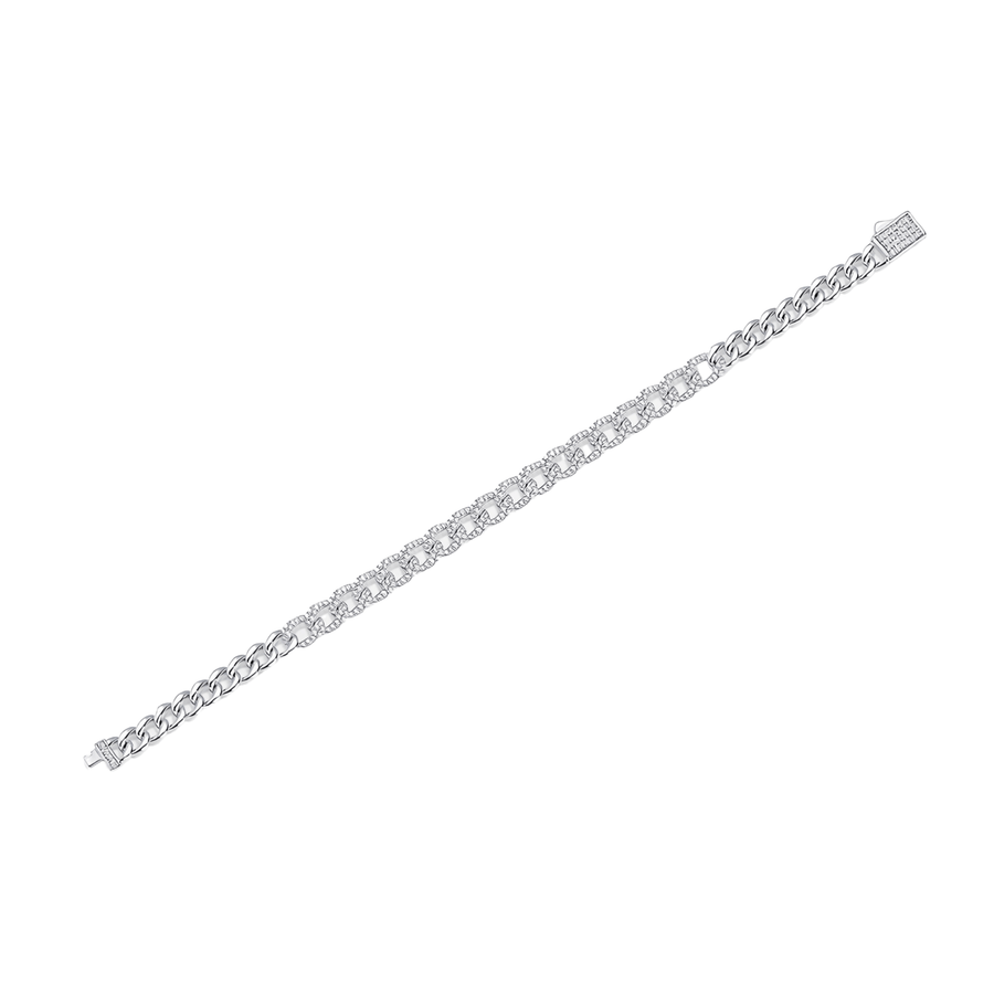 Moissanite Pavé Curb Chain Bracelet – S925 Sterling Silver