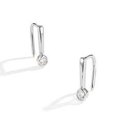 S925 Sterling Silver Bezel-Set Round Moissanite Drop Earrings — Modern Hook Dangle