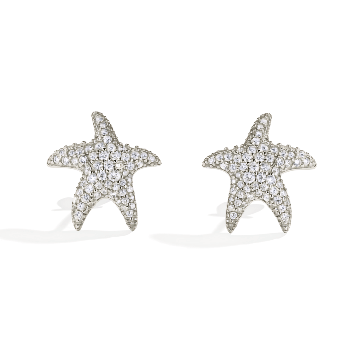 S925 Sterling Silver Pavé Moissanite Starfish Stud Earrings — Coastal Sparkle Studs