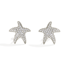 S925 Sterling Silver Pavé Moissanite Starfish Stud Earrings — Coastal Sparkle Studs