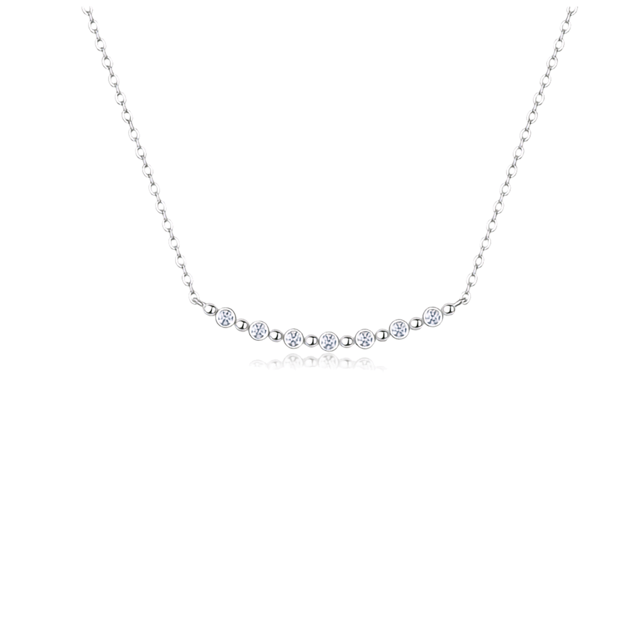 Moissanite Beaded Necklace 925 Sterling Silver – 7-Stone Station Design
