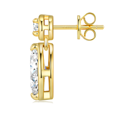 14K Gold Plated 925 Sterling Silver Marquise Moissanite Drop Stud Earrings – 1ct Each