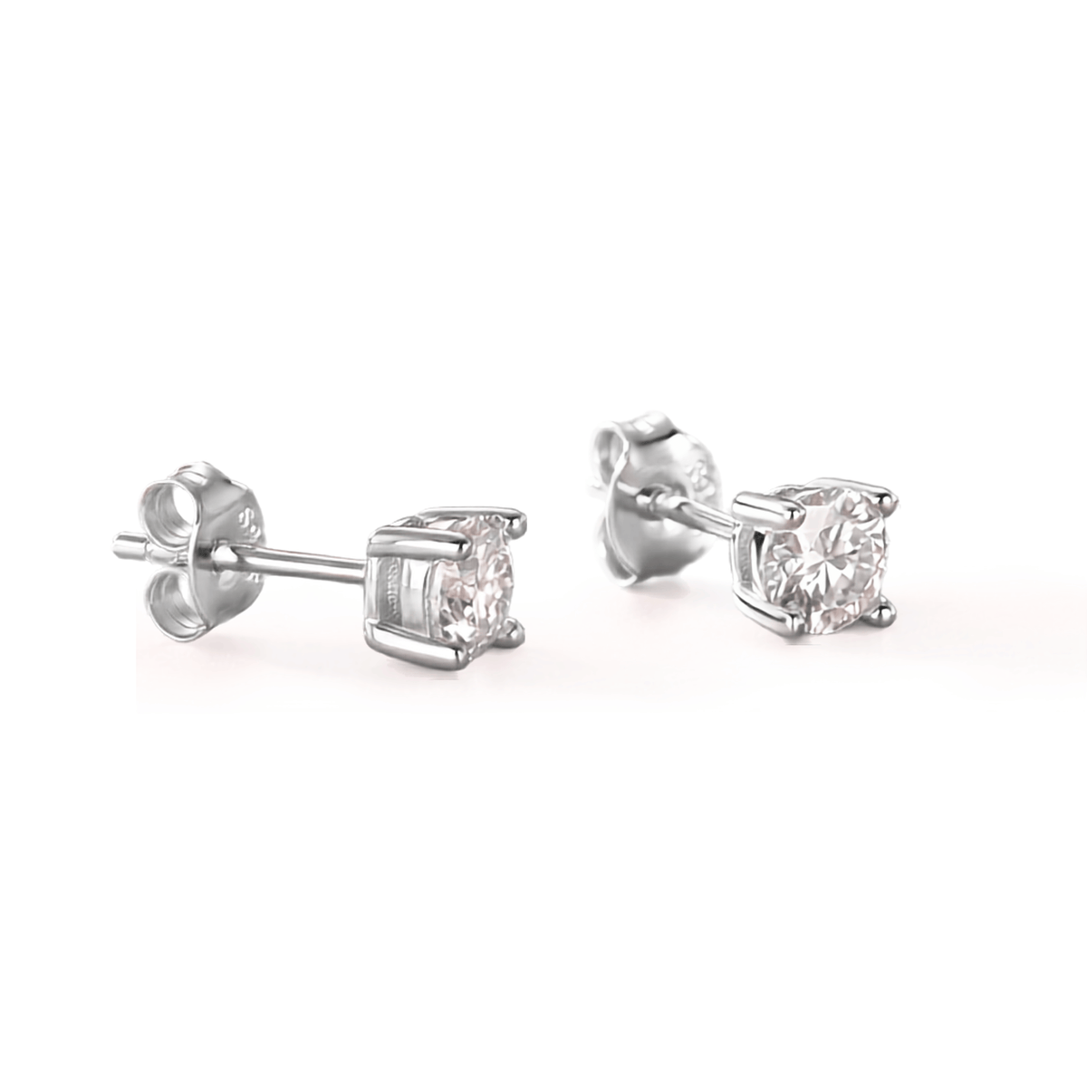 1 Carat Round Moissanite Stud Earrings in 925 Sterling Silver – 6.5mm