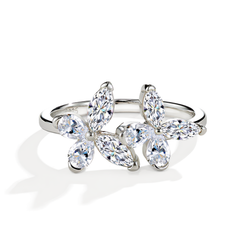 925 Sterling Silver Moissanite Floral Ring