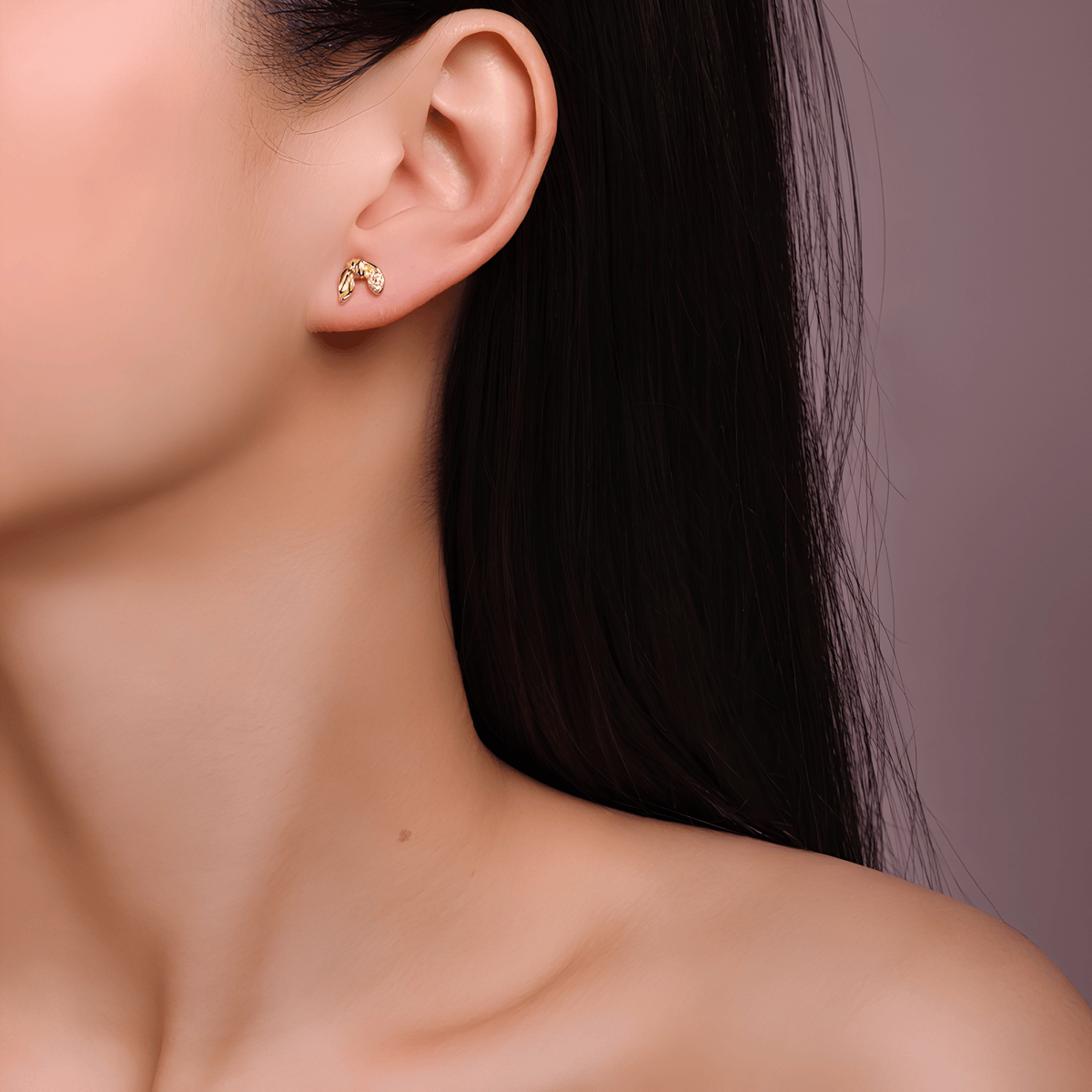 14K Gold Plated 925 Sterling Silver Moissanite Knot & Leaf Stud Earrings (Pair)
