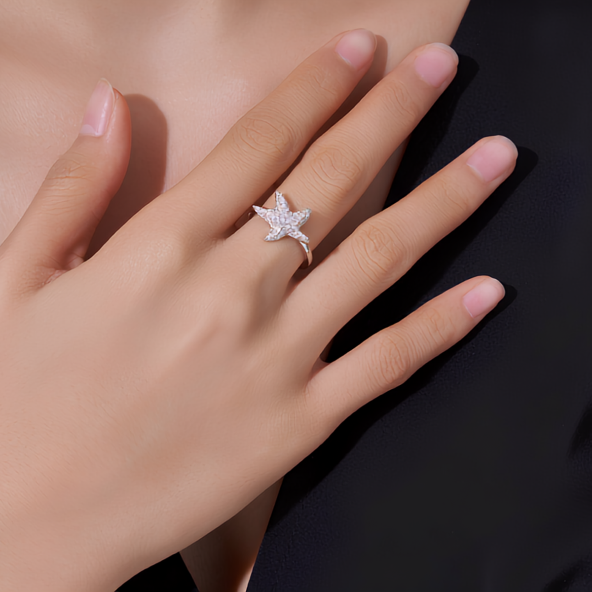 Moissanite Star Ring in 925 Sterling Silver