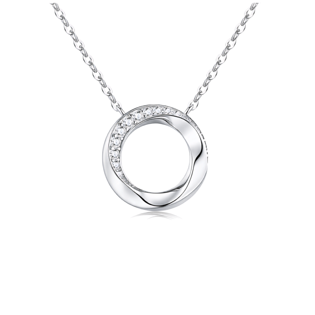 Moissanite Twisted Infinity Circle Pendant Necklace in S925 Sterling Silver