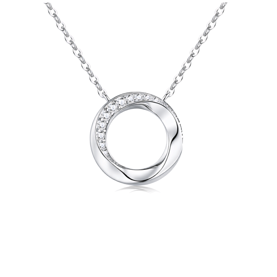 Moissanite Twisted Infinity Circle Pendant Necklace in S925 Sterling Silver