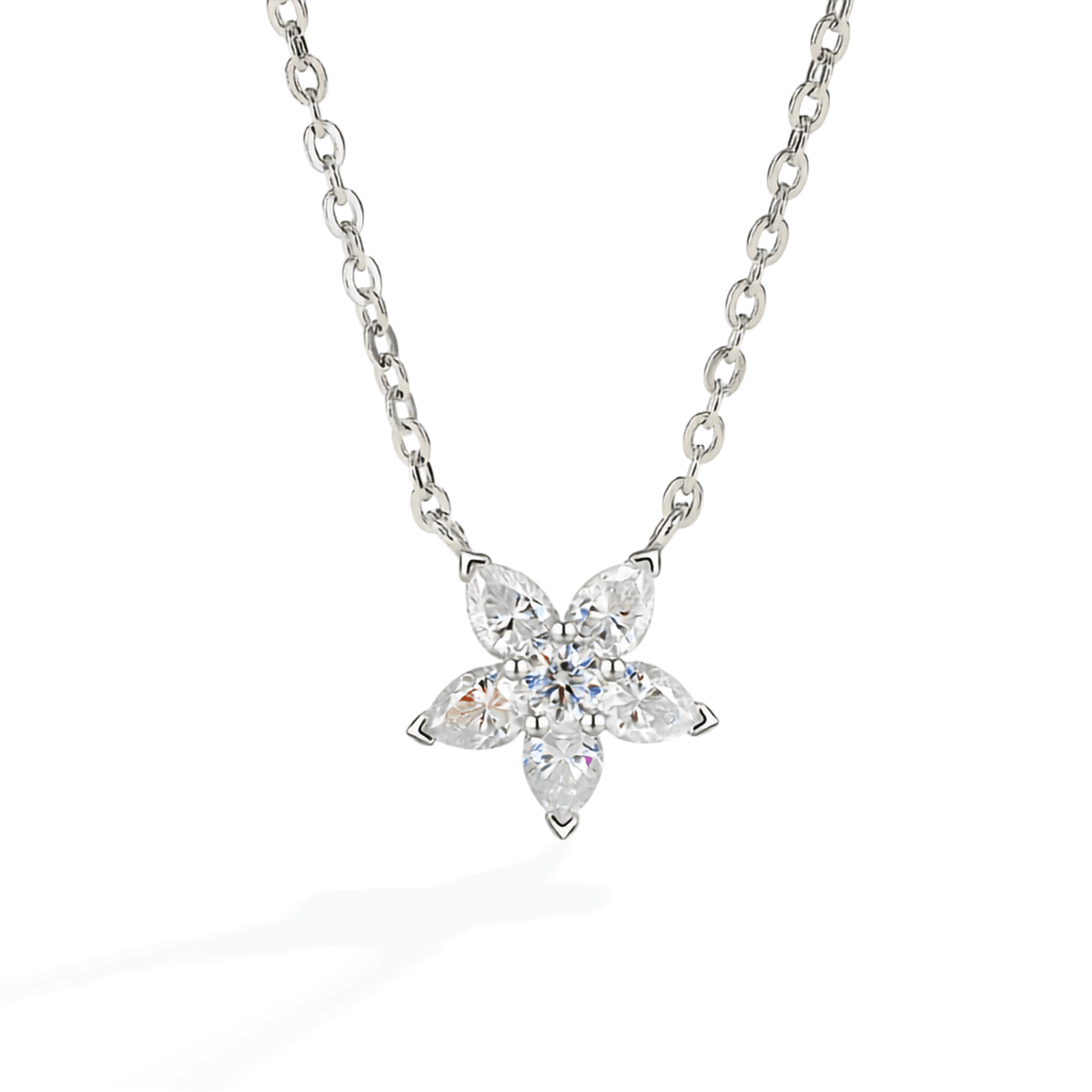 Moissanite Flower Necklace – S925 Sterling Silver