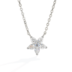 Moissanite Flower Necklace – S925 Sterling Silver