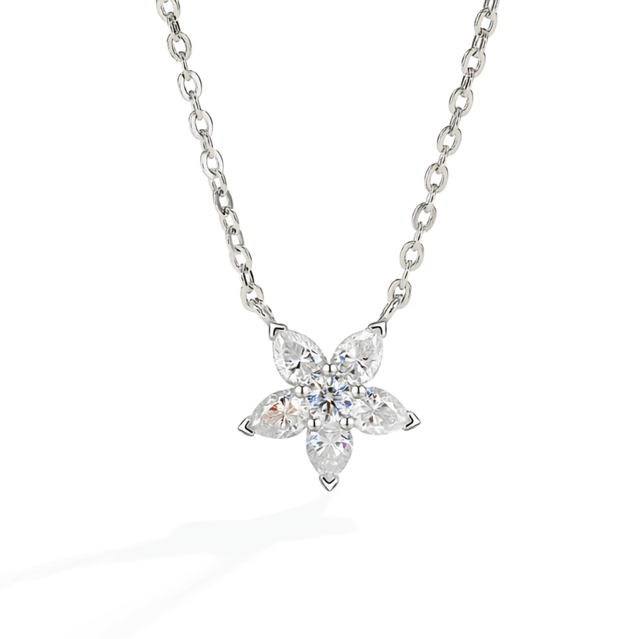 Moissanite Flower Necklace – S925 Sterling Silver