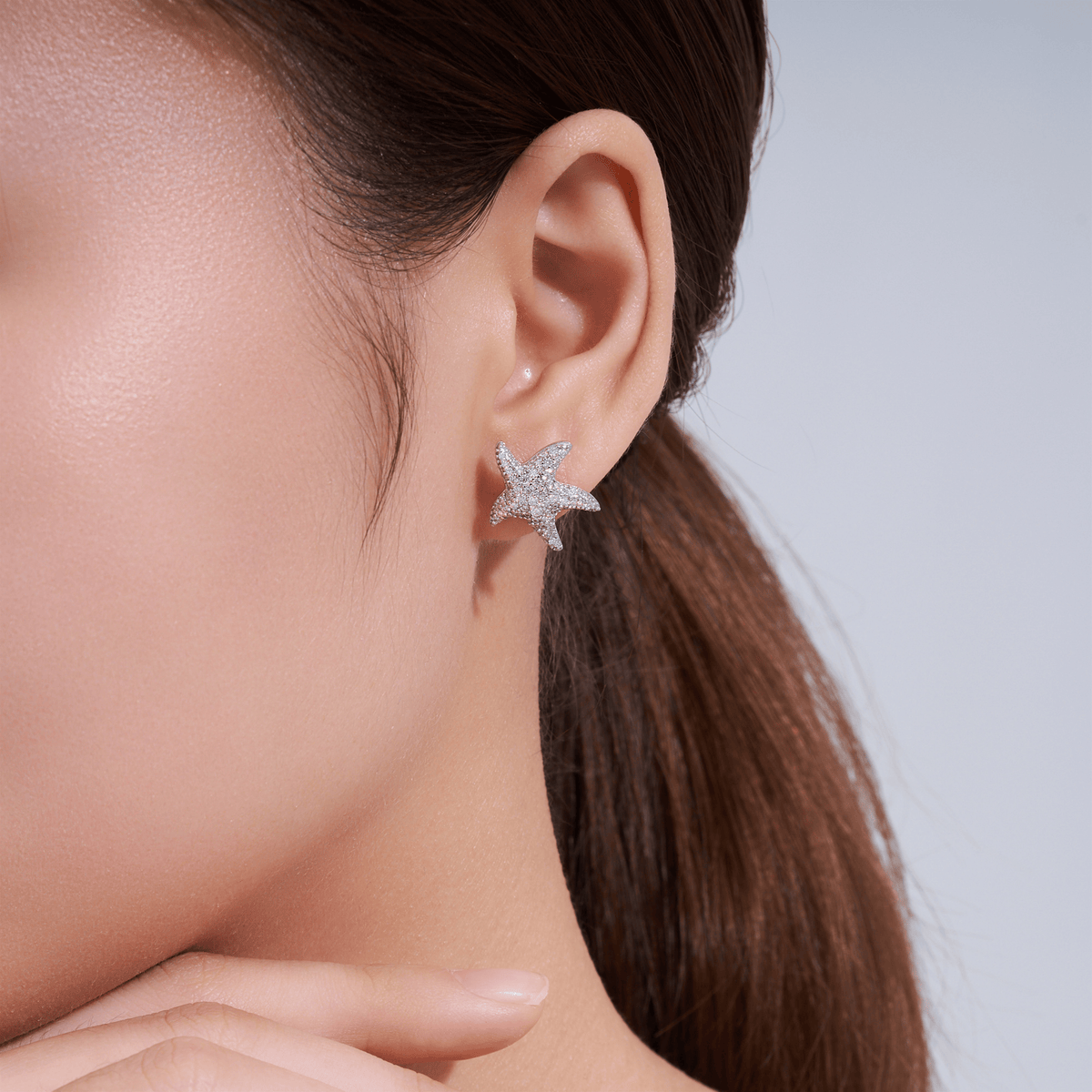 S925 Sterling Silver Pavé Moissanite Starfish Stud Earrings — Coastal Sparkle Studs