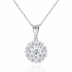 Sterling Silver Moissanite Cluster Pendant Necklace