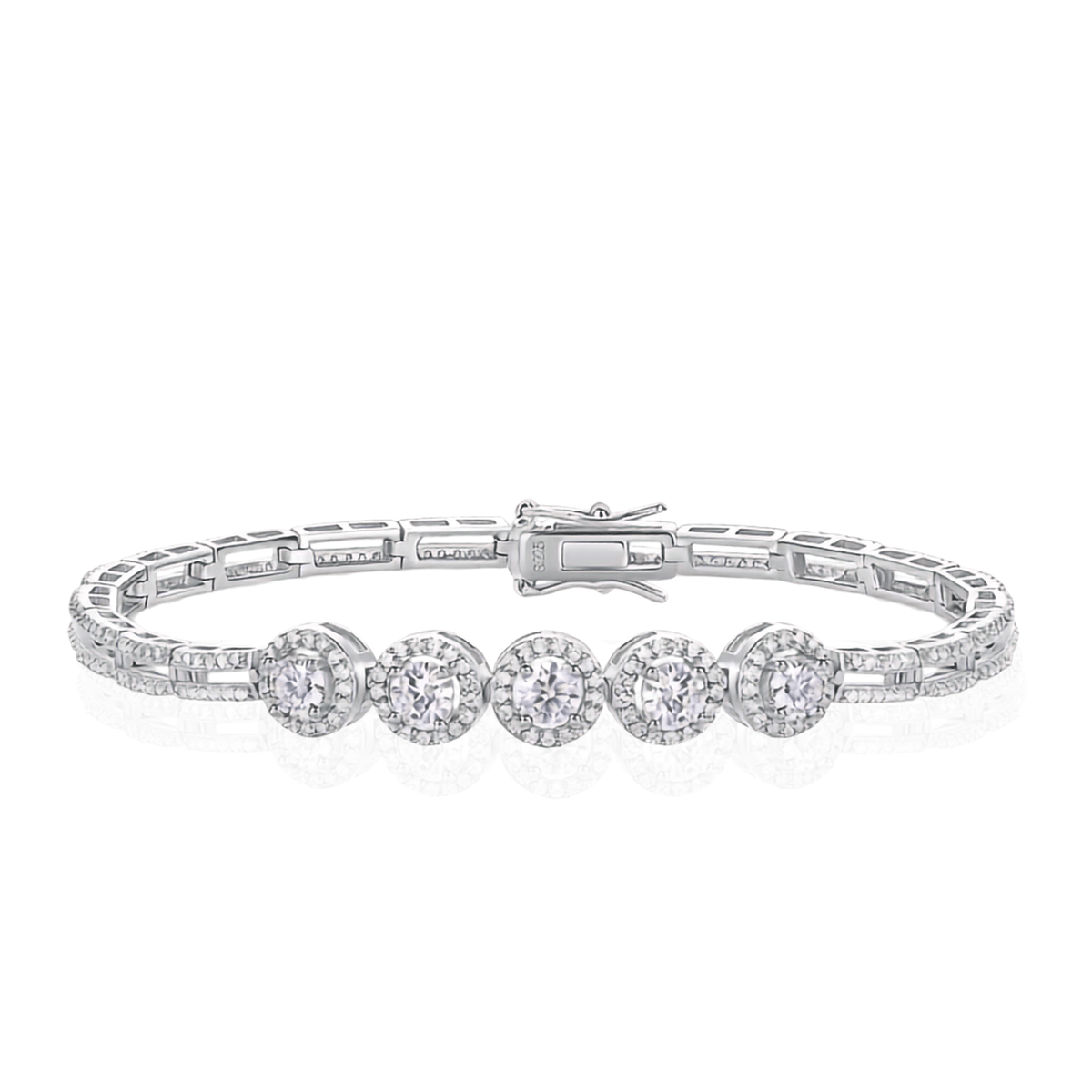 Moissanite Halo Link Bracelet – S925 Sterling Silver