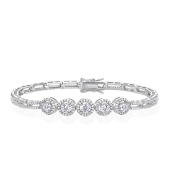 Moissanite Halo Link Bracelet – S925 Sterling Silver