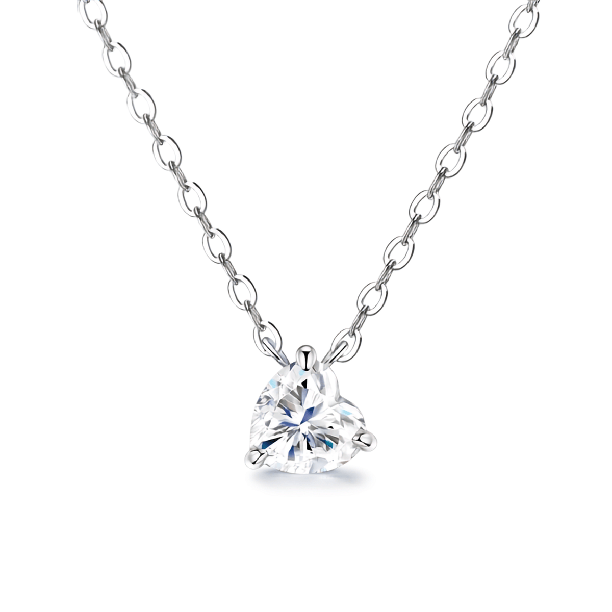 1ct Heart-Shaped Moissanite Solitaire Necklace in S925 Sterling Silver