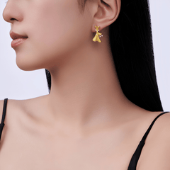 14K Gold Plated 925 Sterling Silver Sculptural Bow Moissanite Stud Earrings