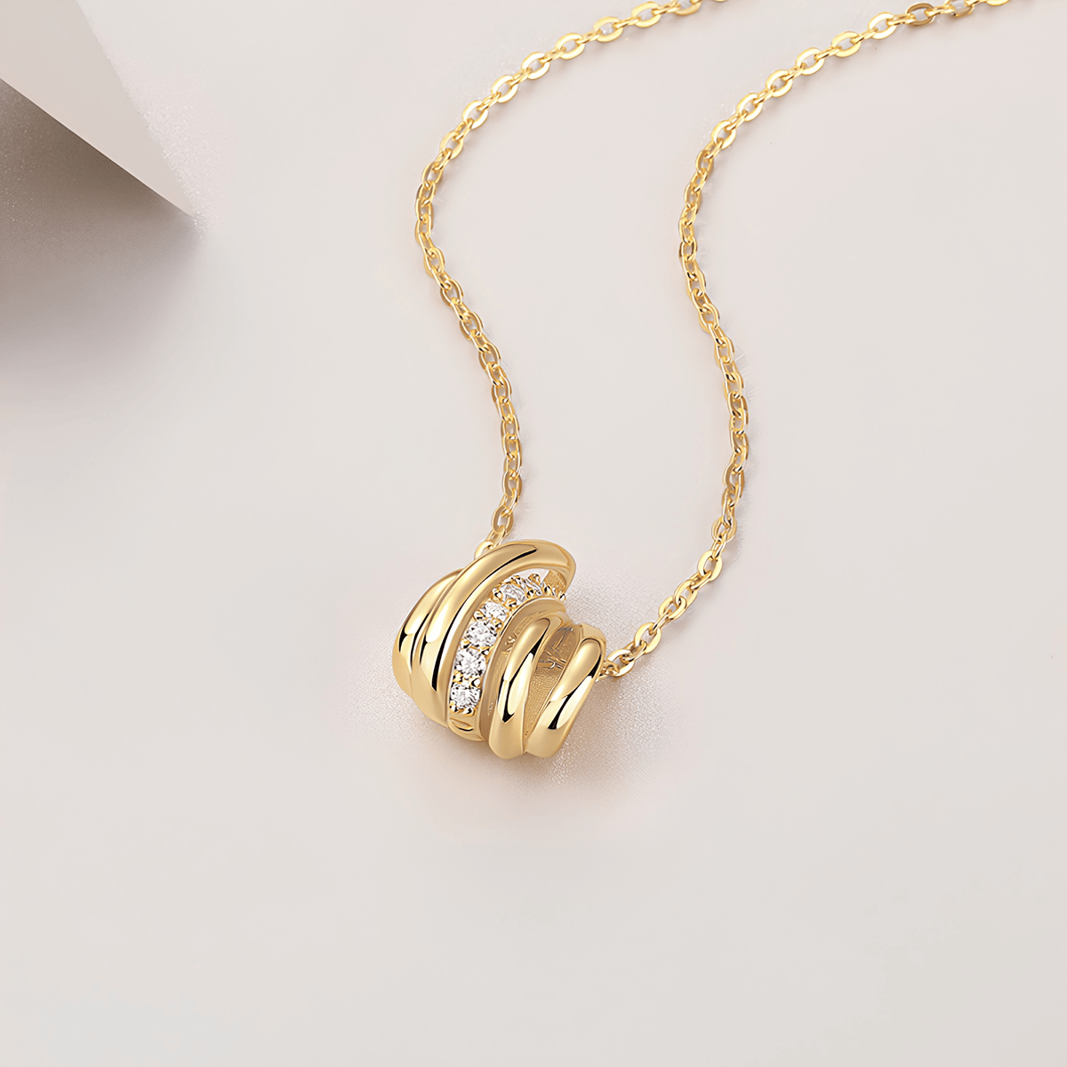 14K Gold Plated 925 Sterling Silver Moissanite Knot Pendant Necklace