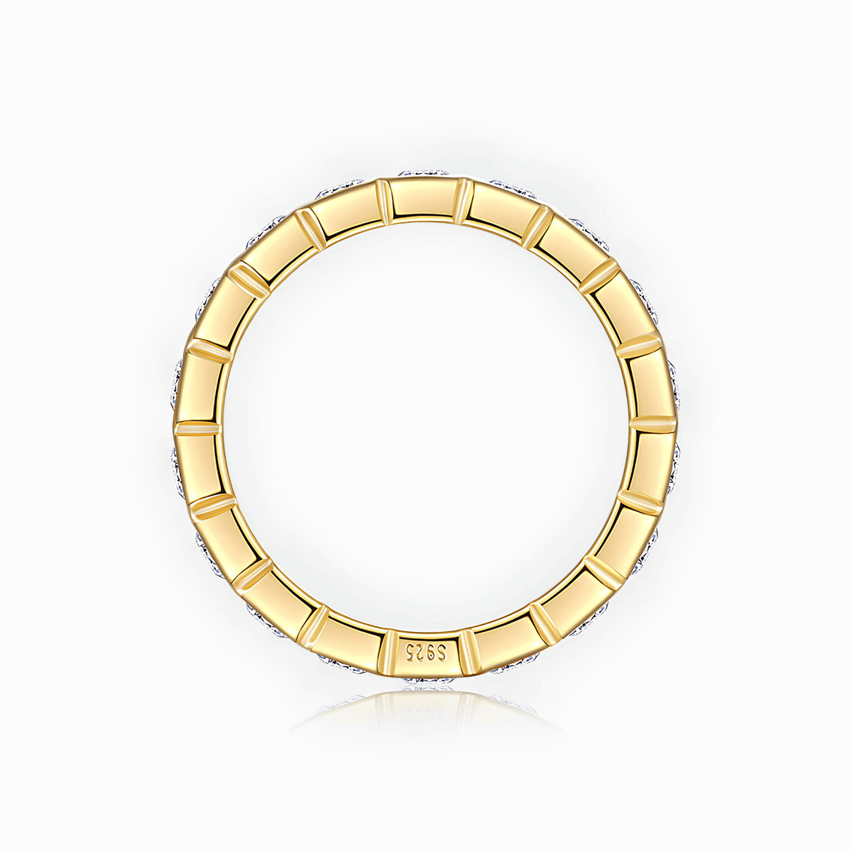 18K Gold Plated Moissanite Eternity Band 925 Silver | Emerald Cut Full Eternity Ring | 5.4ct