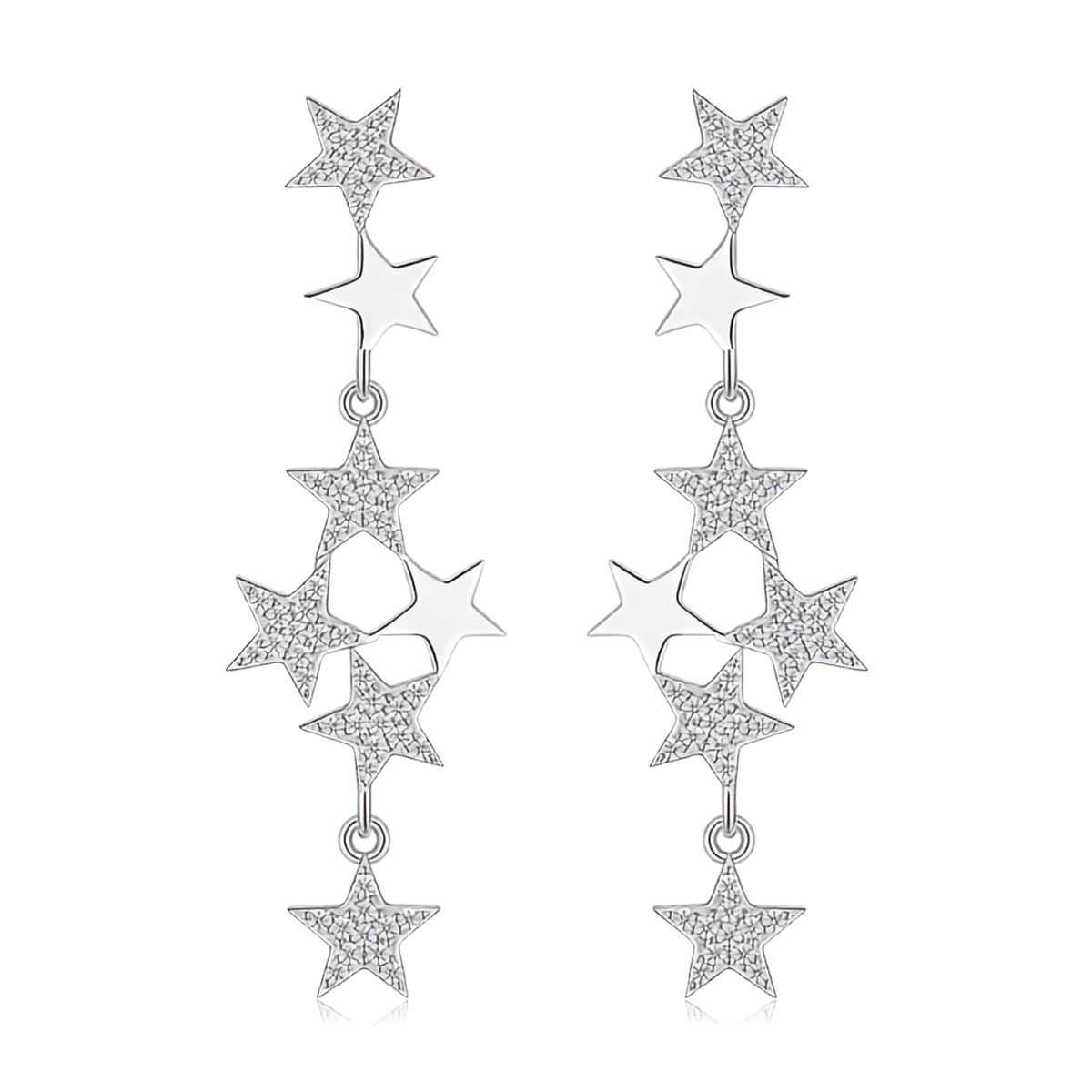 925 Sterling Silver Moissanite Celestial Star Drop Stud Earrings