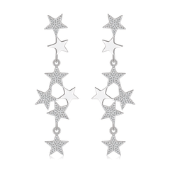 925 Sterling Silver Moissanite Celestial Star Drop Stud Earrings