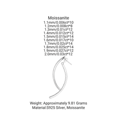 925 Sterling Silver Graduated Moissanite Curved Drop Stud Earrings (Premium Packaging)