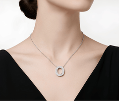 Moissanite Pavé Initial "O" Necklace in S925 Sterling Silver