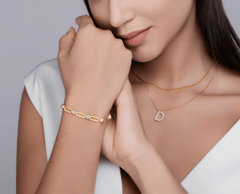 Moissanite Paperclip Link Bracelet – 14K Gold Plated Sterling Silver(Adjustable)