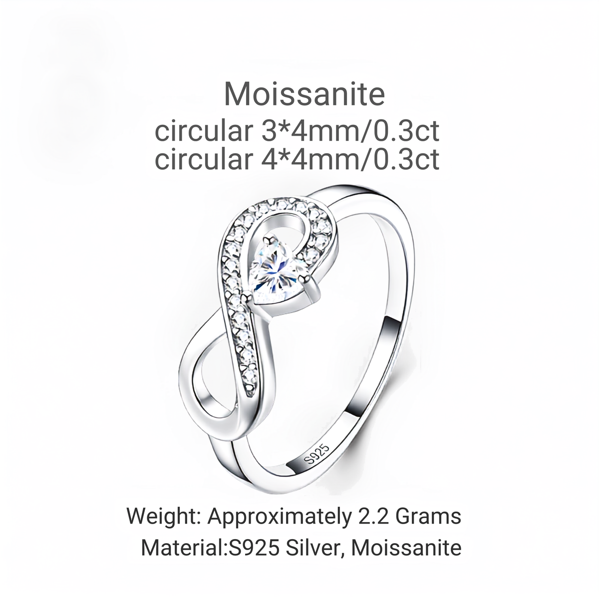 0.6ct Moissanite Ring in 925 Sterling Silver with Certificate