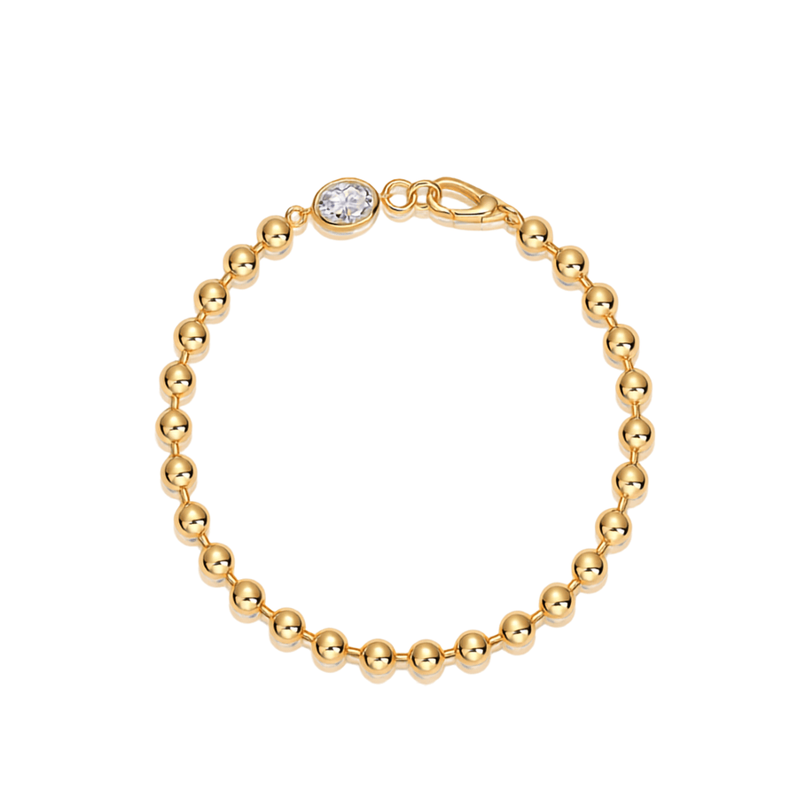 Moissanite Ball Chain Bracelet – 14K Gold Plated Sterling Silver