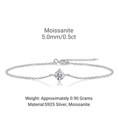 Moissanite Solitaire Bracelet – S925 Sterling Silver