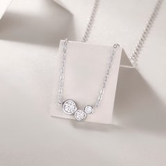 Sterling Silver Three-Stone Bezel Moissanite Necklace
