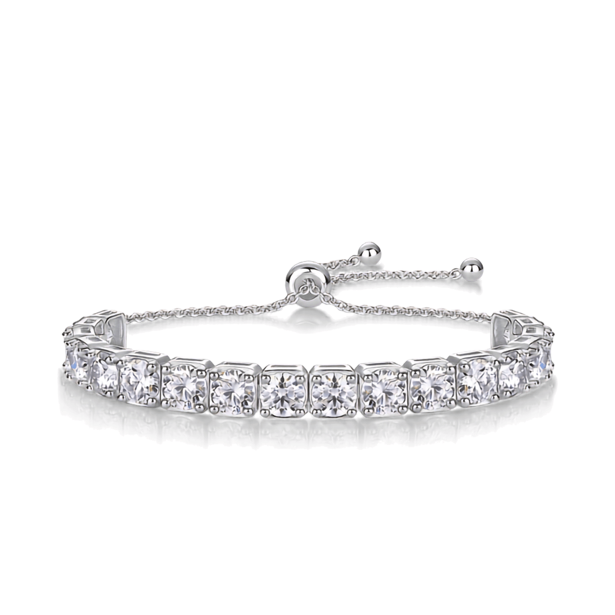 Moissanite Tennis Bracelet with Adjustable Slider – S925 Sterling Silver