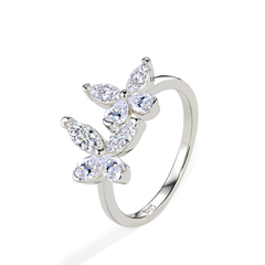 925 Sterling Silver Moissanite Floral Ring
